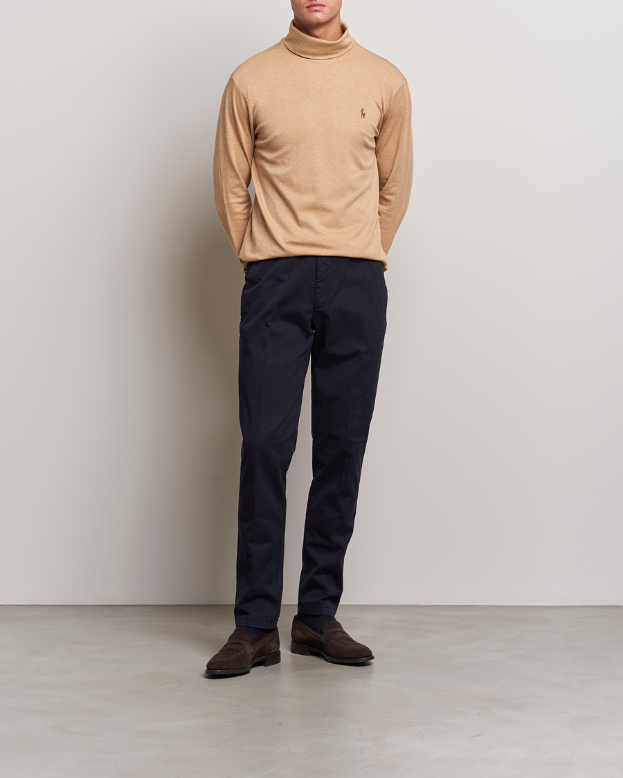 Men | Sweaters & Knitwear | Polo Ralph Lauren | Luxury Pima Cotton Rollneck Camel Heather