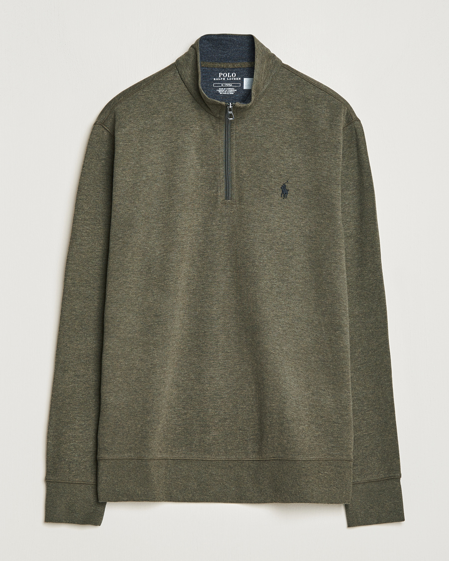 Men | Sweaters & Knitwear | Polo Ralph Lauren | Tech Double Knit Half Zip Olive Heather