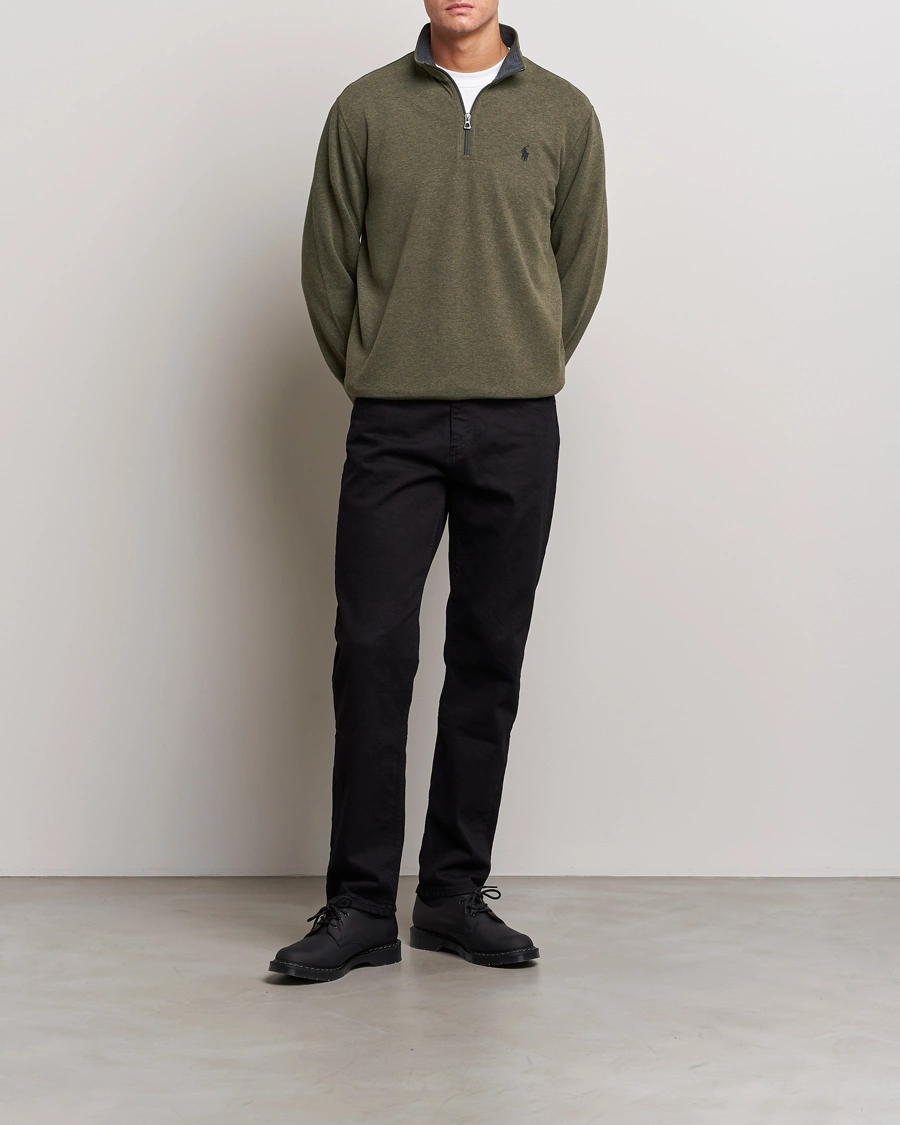 Men | Sweaters & Knitwear | Polo Ralph Lauren | Tech Double Knit Half Zip Olive Heather