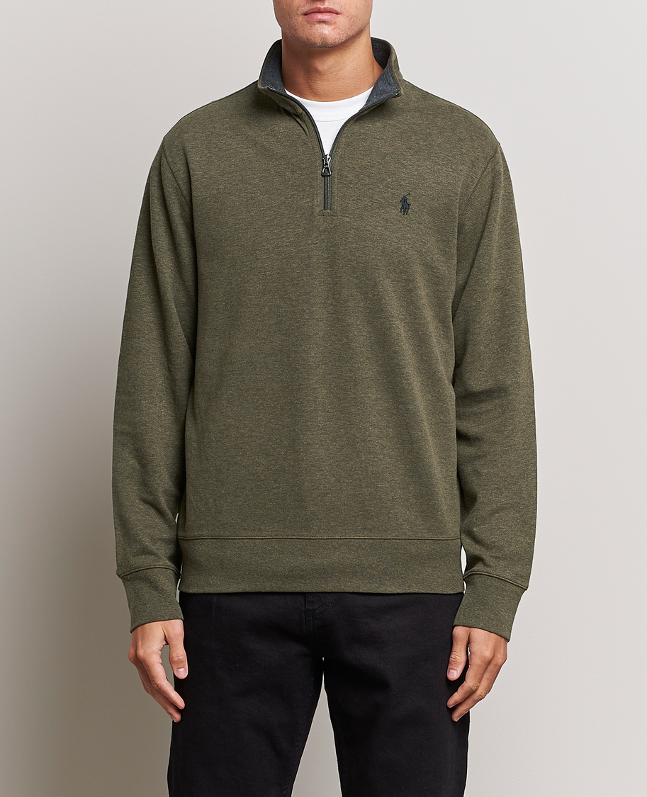 Men | Sweaters & Knitwear | Polo Ralph Lauren | Tech Double Knit Half Zip Olive Heather