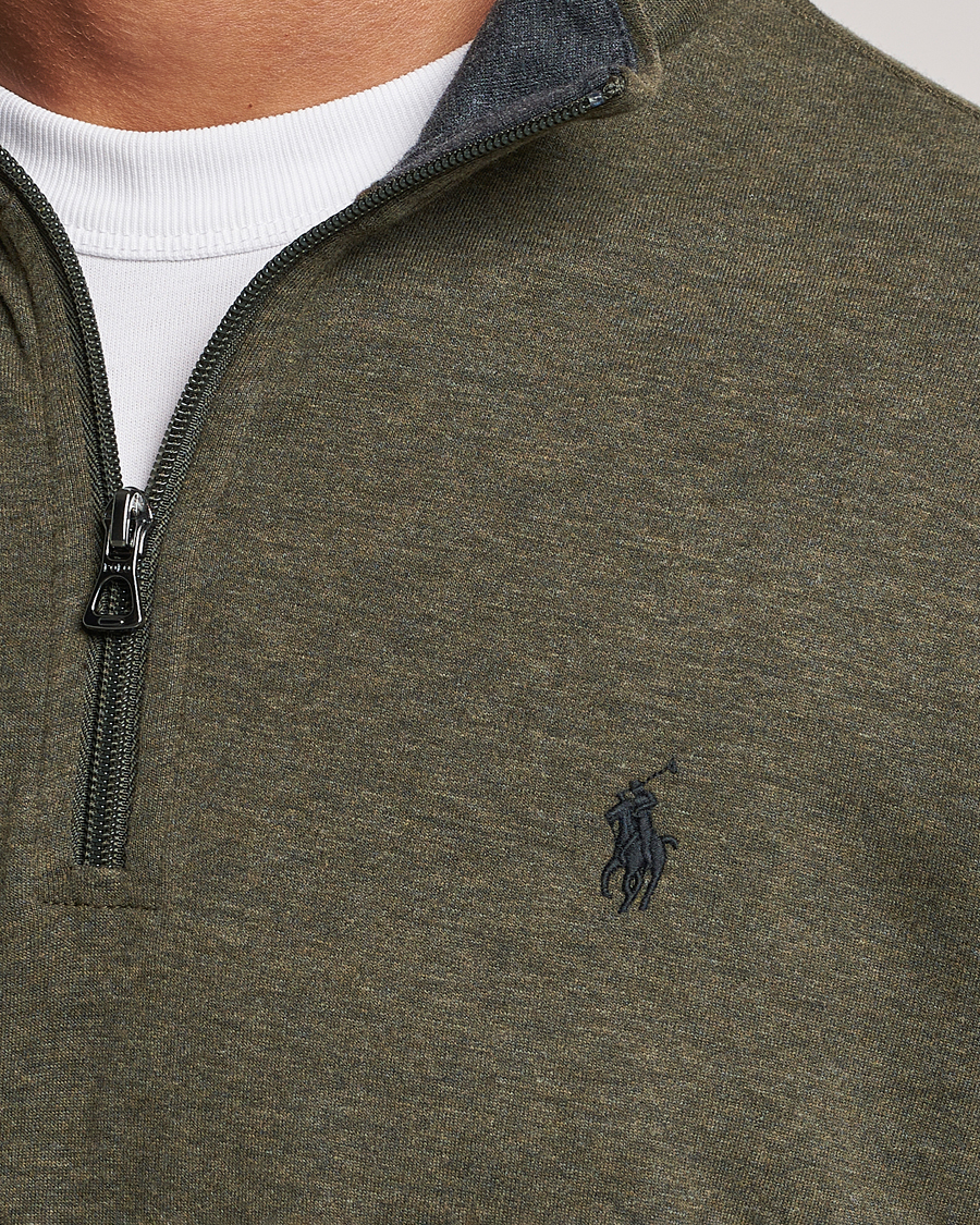 Men | Sweaters & Knitwear | Polo Ralph Lauren | Tech Double Knit Half Zip Olive Heather