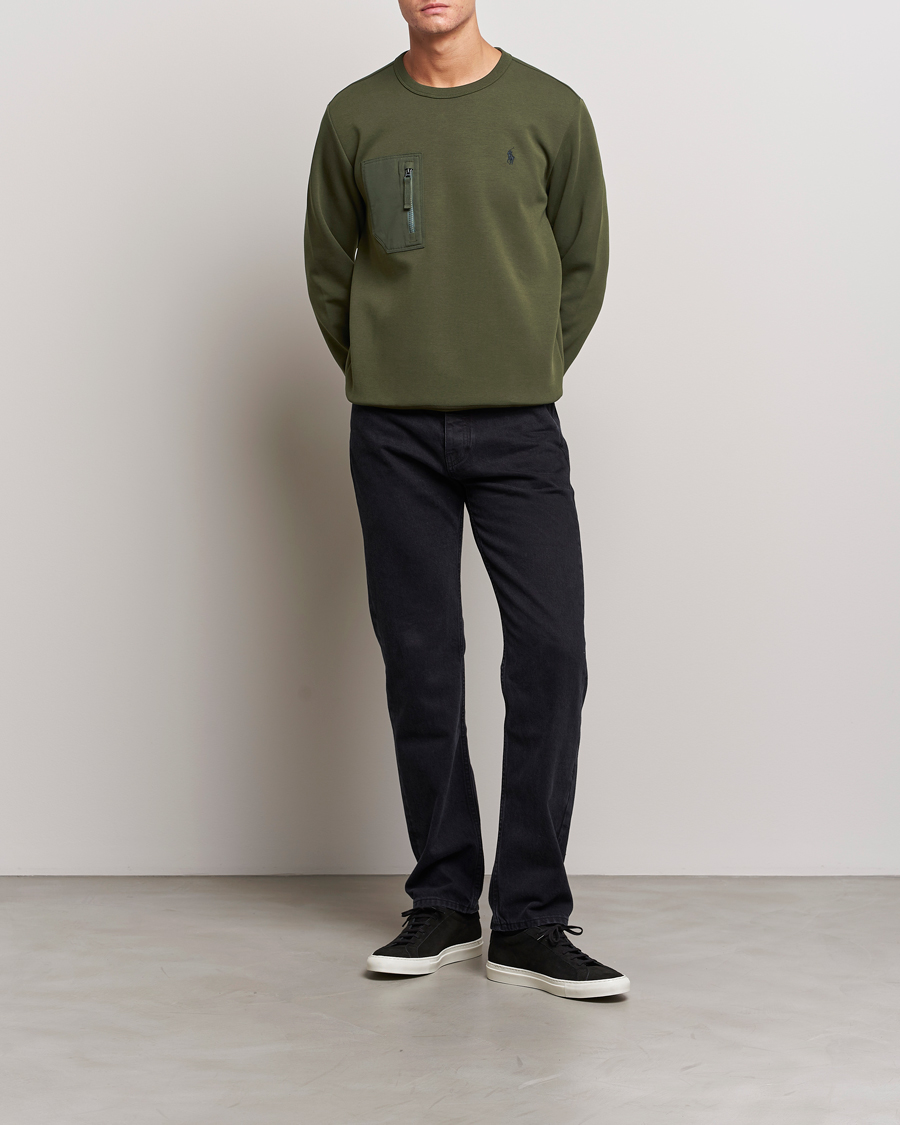 Men | Sweaters & Knitwear | Polo Ralph Lauren | Double Knit Pocket Sweatshirt Company Olive