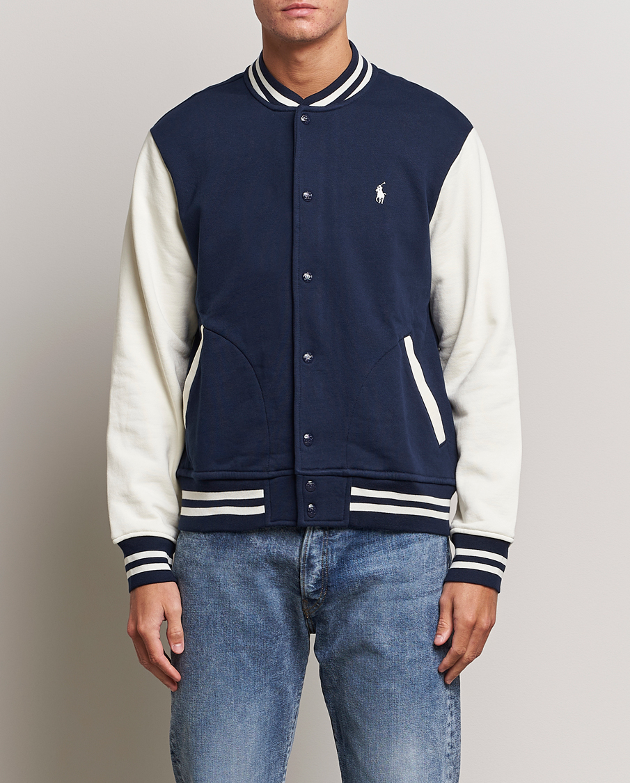 Men | Spring Jackets | Polo Ralph Lauren | Athletic Fleece Varsity Jacket Navy/Cream
