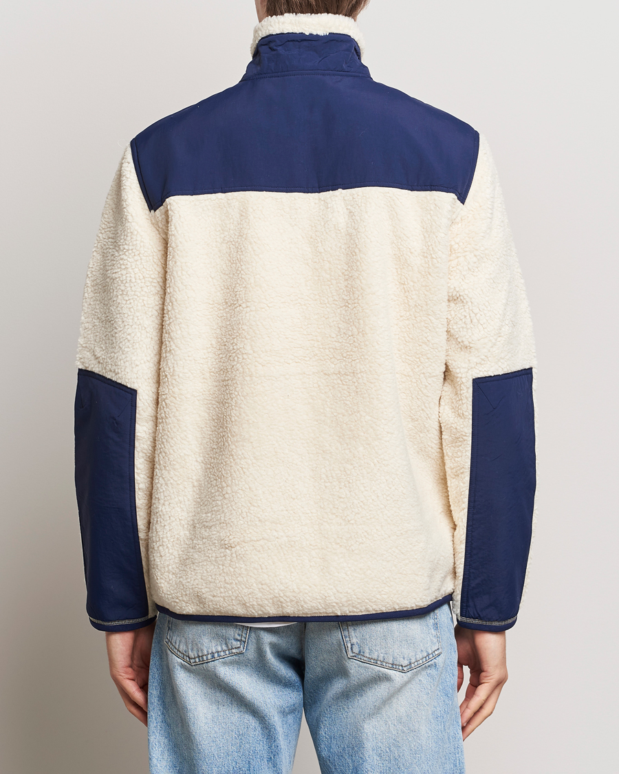 Polo Ralph Lauren Bonded Sherpa Full Zip Sweater Cream/Newport Navy at Care