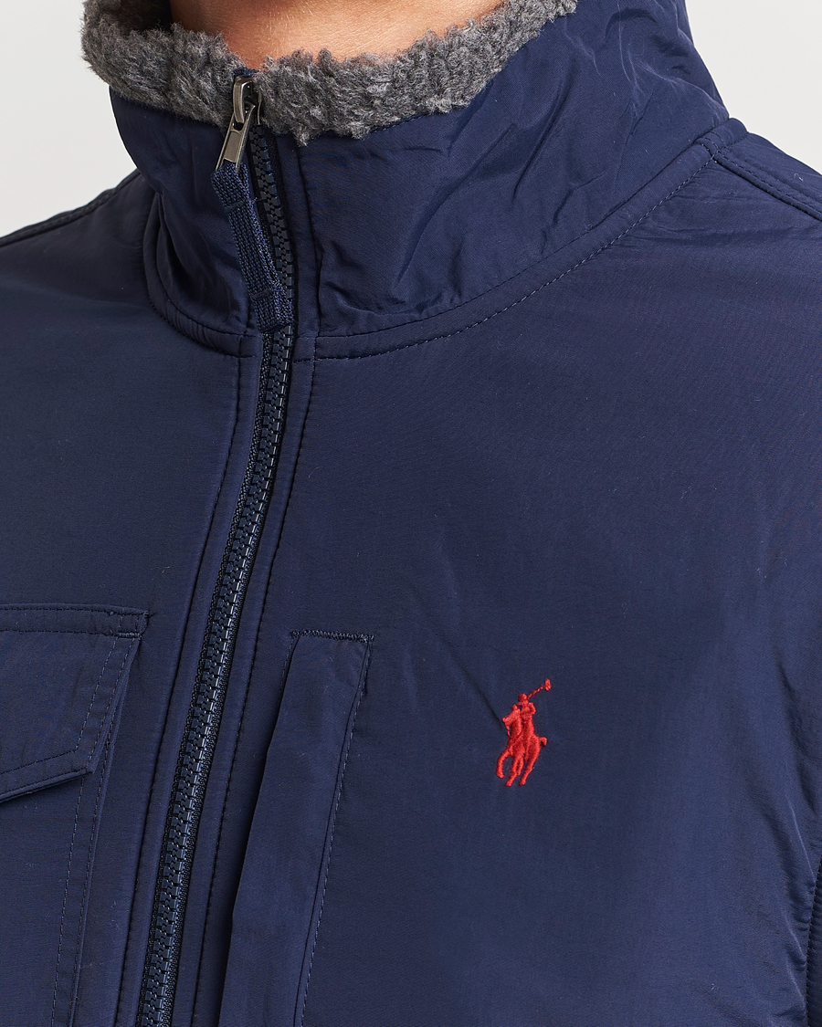 Men | Sweaters & Knitwear | Polo Ralph Lauren | Bonded Sherpa Full Zip Sweater Grey/Newport Navy