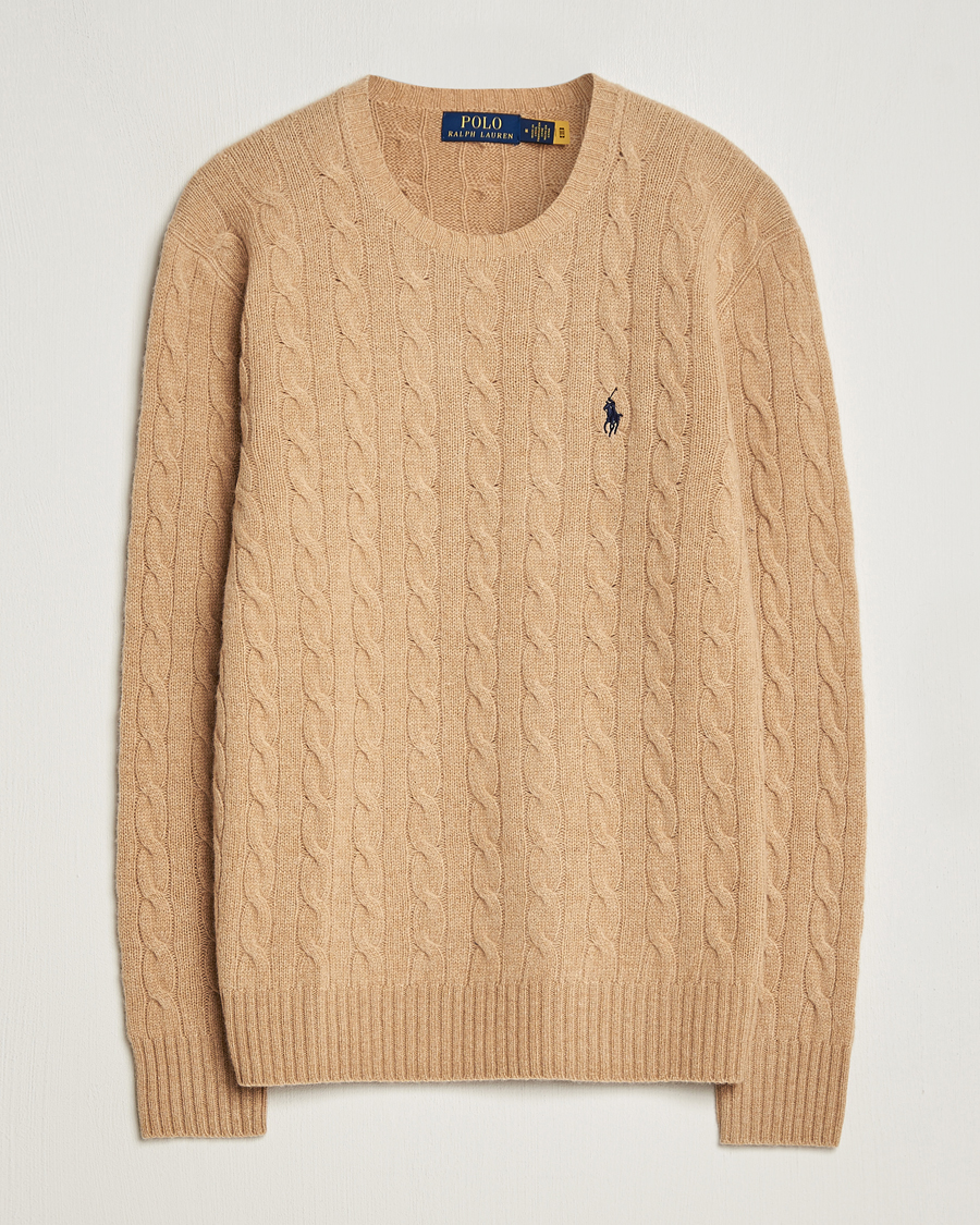 Men | Sweaters & Knitwear | Polo Ralph Lauren | Wool/Cashmere Cable Crew Neck Camel Melange