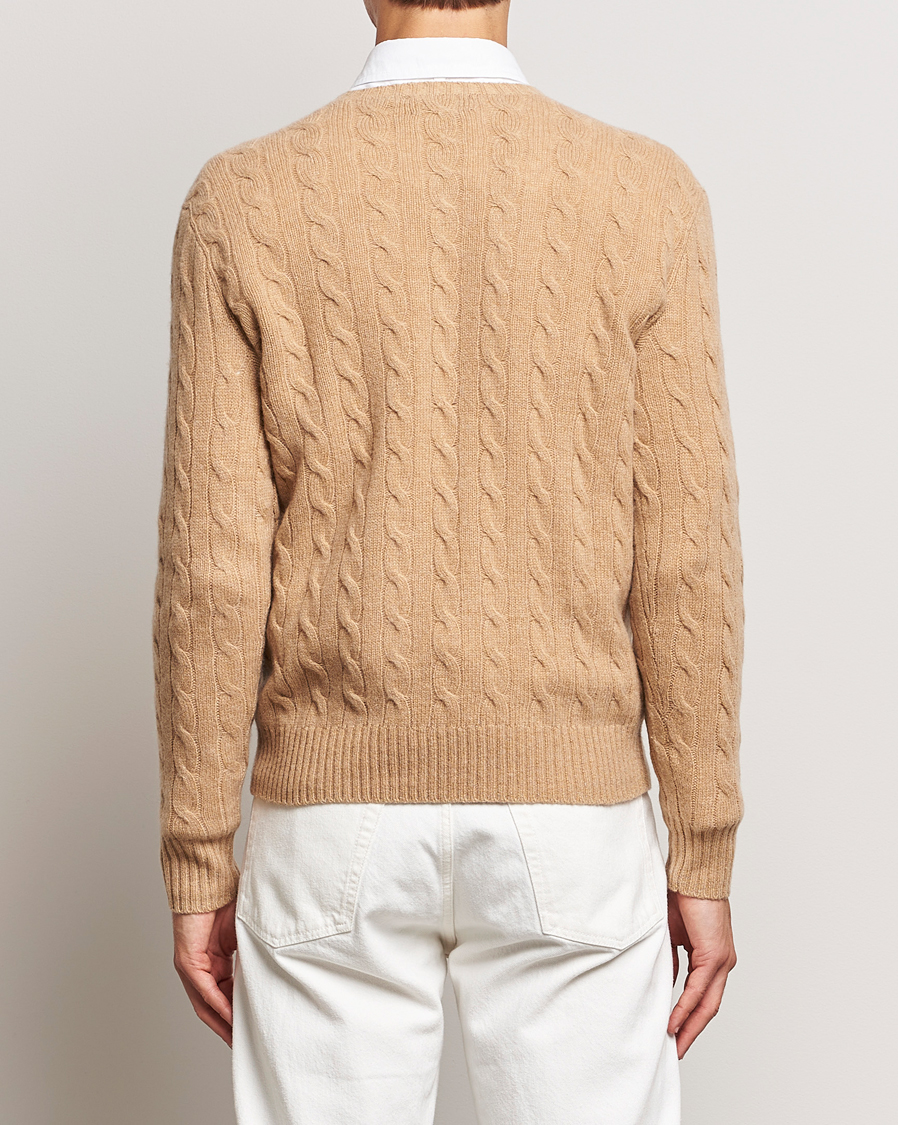Men | Sweaters & Knitwear | Polo Ralph Lauren | Wool/Cashmere Cable Crew Neck Camel Melange