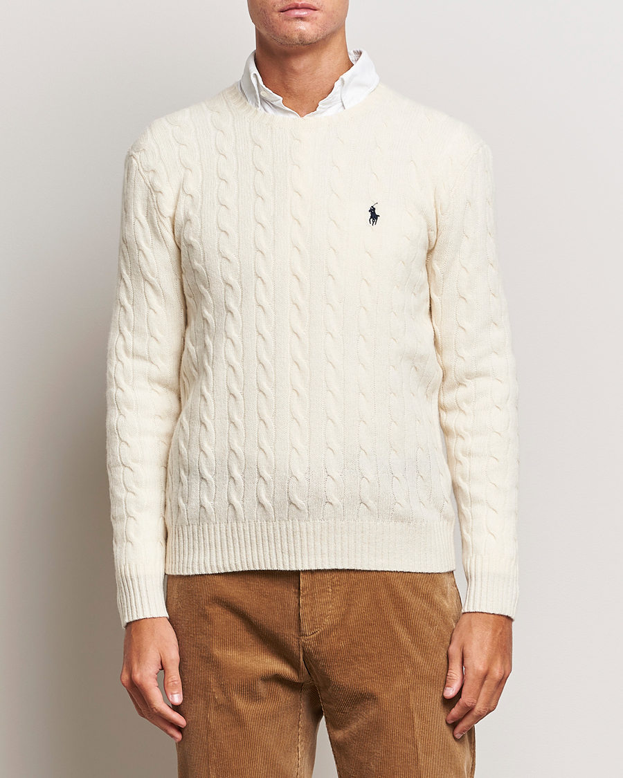 Men | Sweaters & Knitwear | Polo Ralph Lauren | Wool/Cashmere Cable Crew Neck Andover Cream