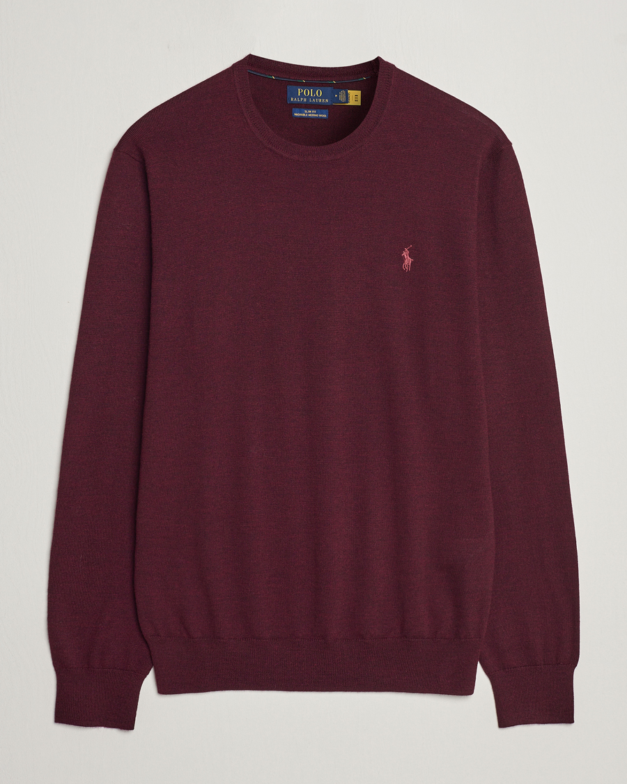 Men | Sweaters & Knitwear | Polo Ralph Lauren | Merino Crew Neck Pullover Aged Wine Heather