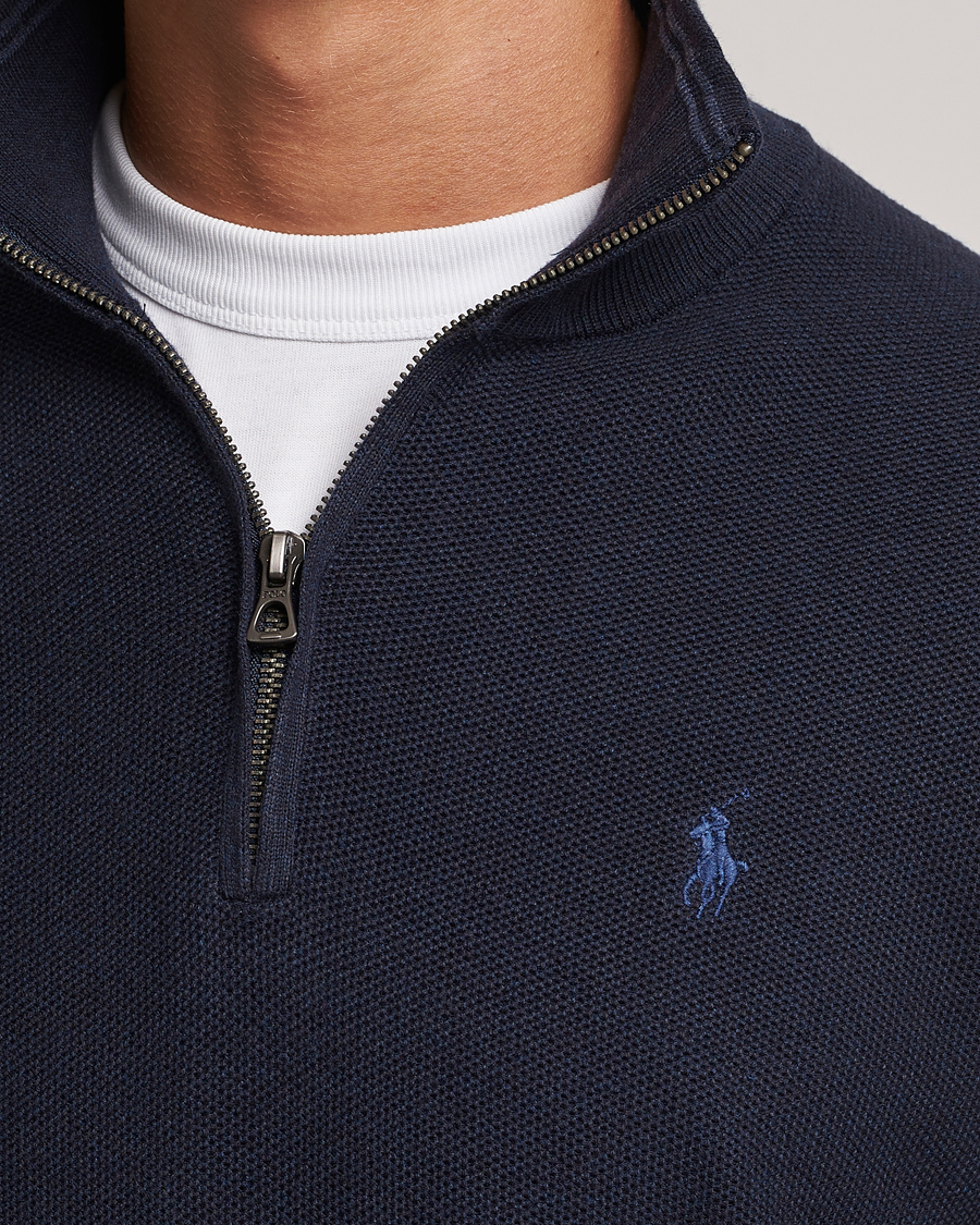 Men | Sweaters & Knitwear | Polo Ralph Lauren | Textured Half Zip Navy Heather