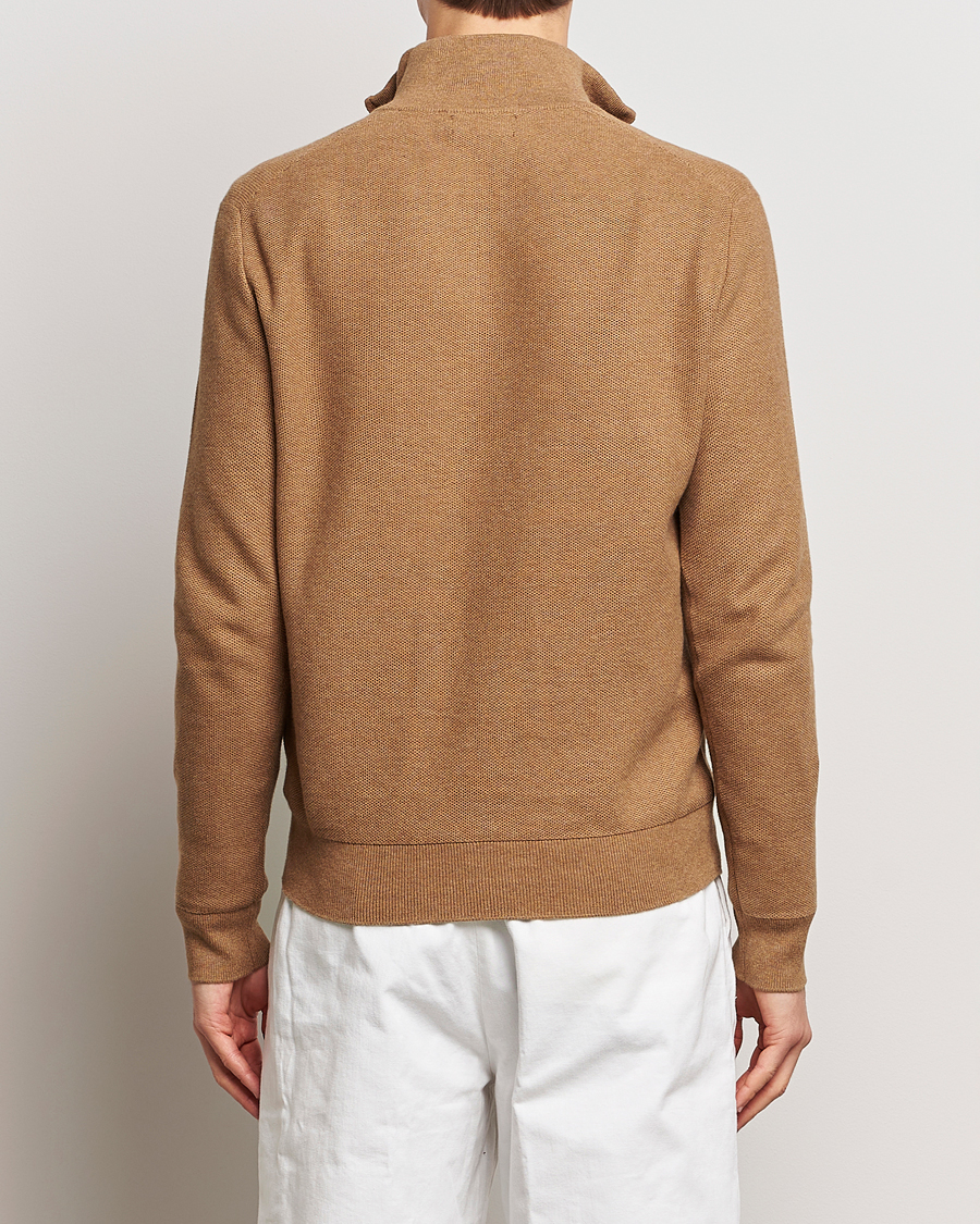 Men | Sweaters & Knitwear | Polo Ralph Lauren | Textured Half Zip Latte Brown Heather