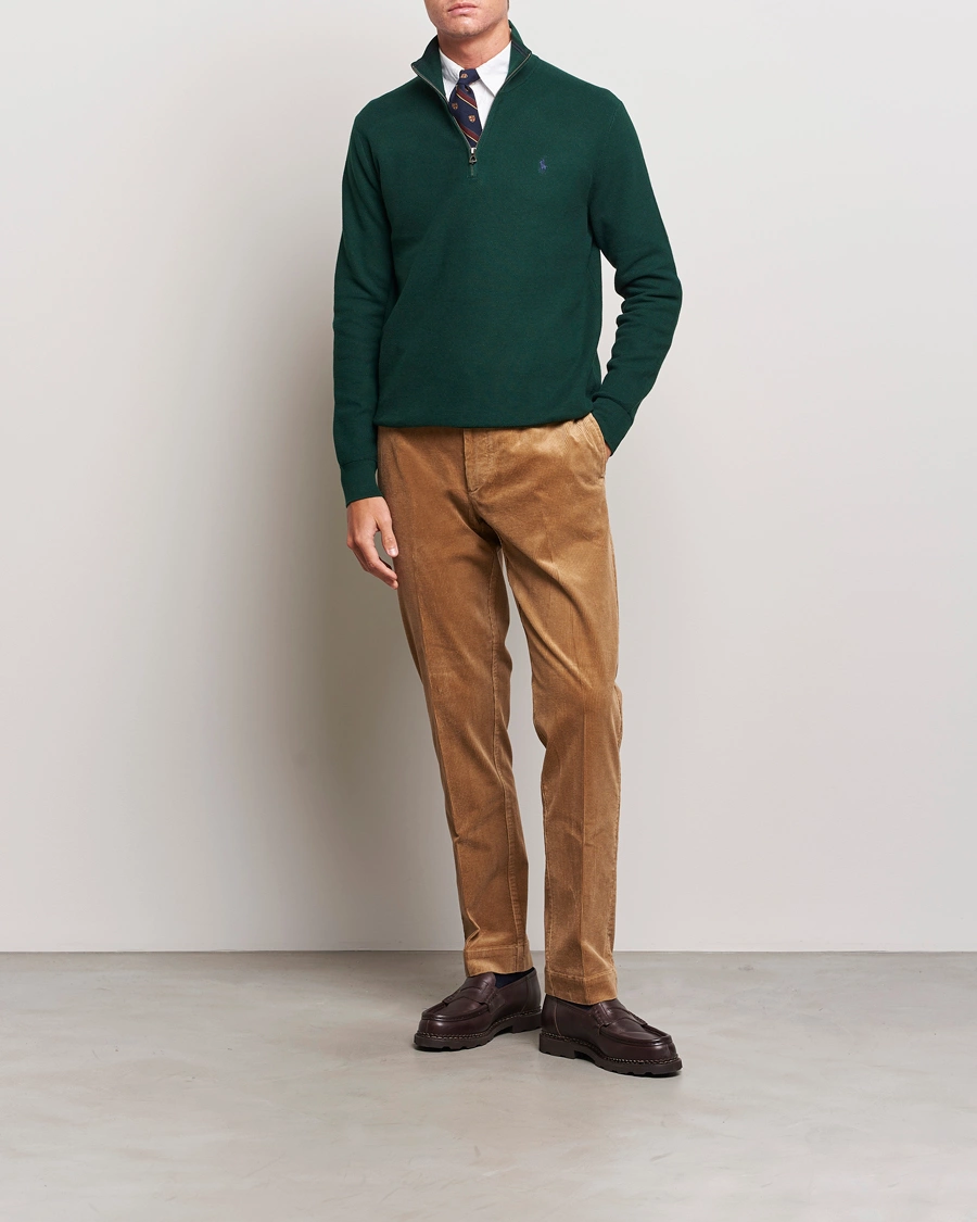 Men | Sweaters & Knitwear | Polo Ralph Lauren | Textured Half Zip Hunt Club Green