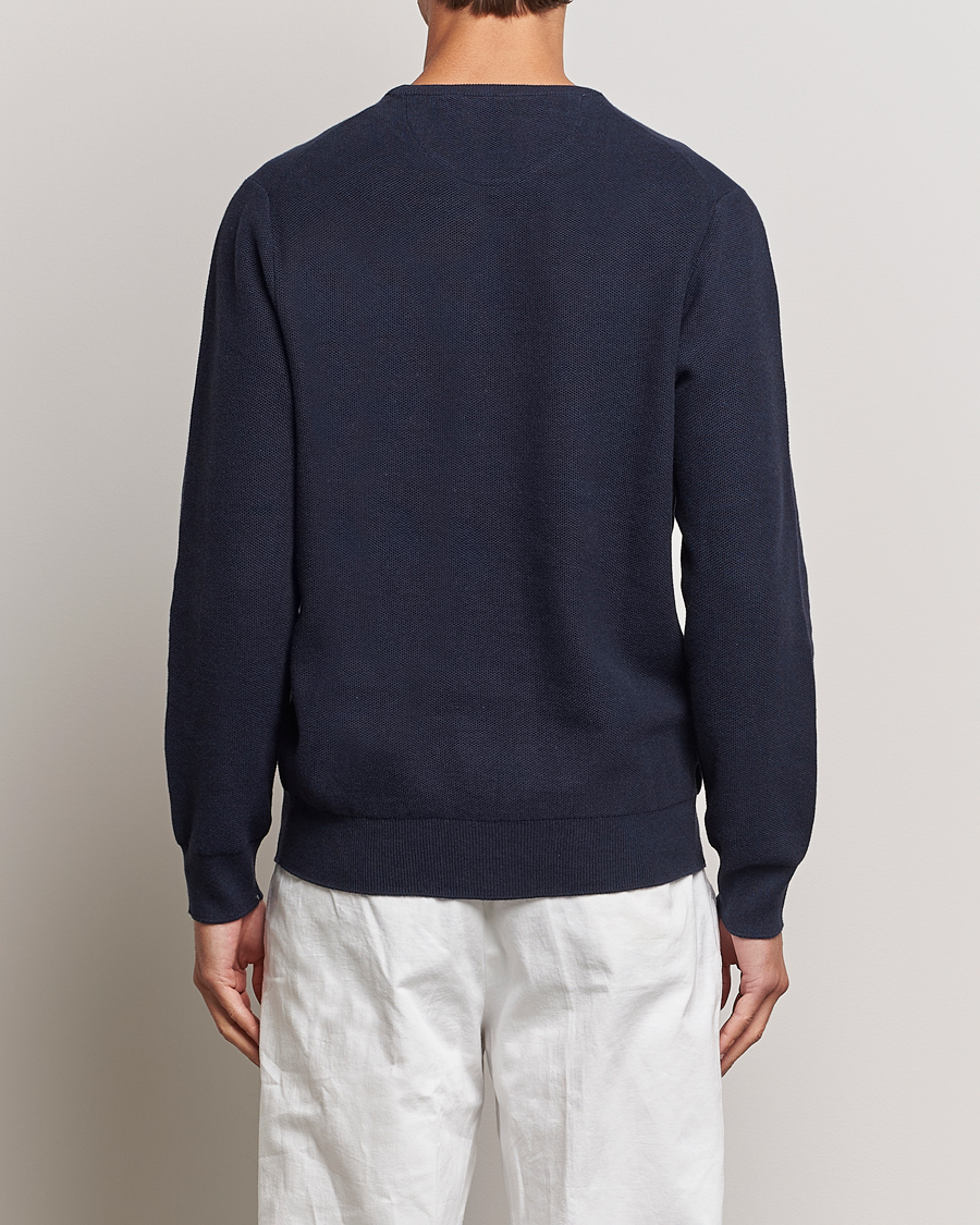 Men | Sweaters & Knitwear | Polo Ralph Lauren | Textured Cotton Crew Neck Sweater Navy Heather 