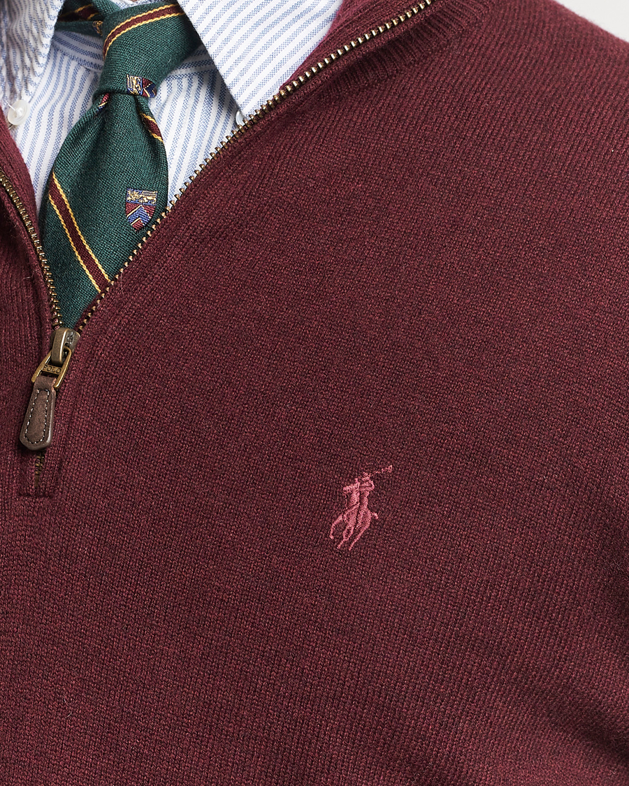 Men | Sweaters & Knitwear | Polo Ralph Lauren | Merino Half-Zip Sweater Aged Wine Heather