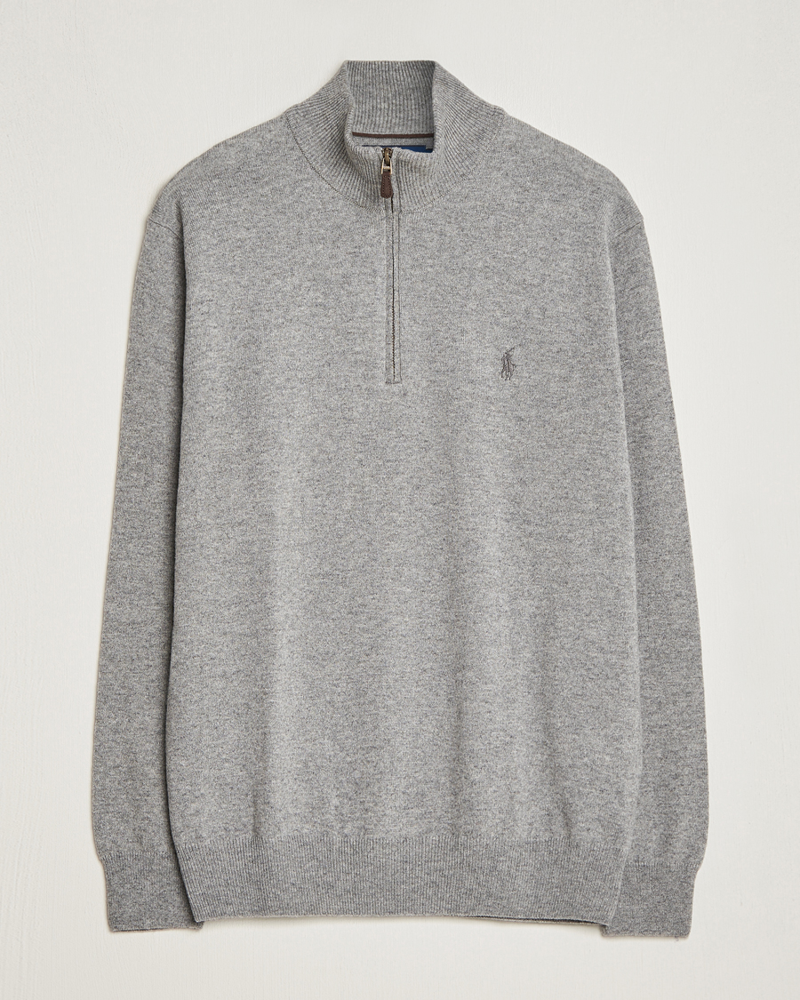 Men |  | Polo Ralph Lauren | Merino Knitted Half Zip Sweater Fawn Grey Heather