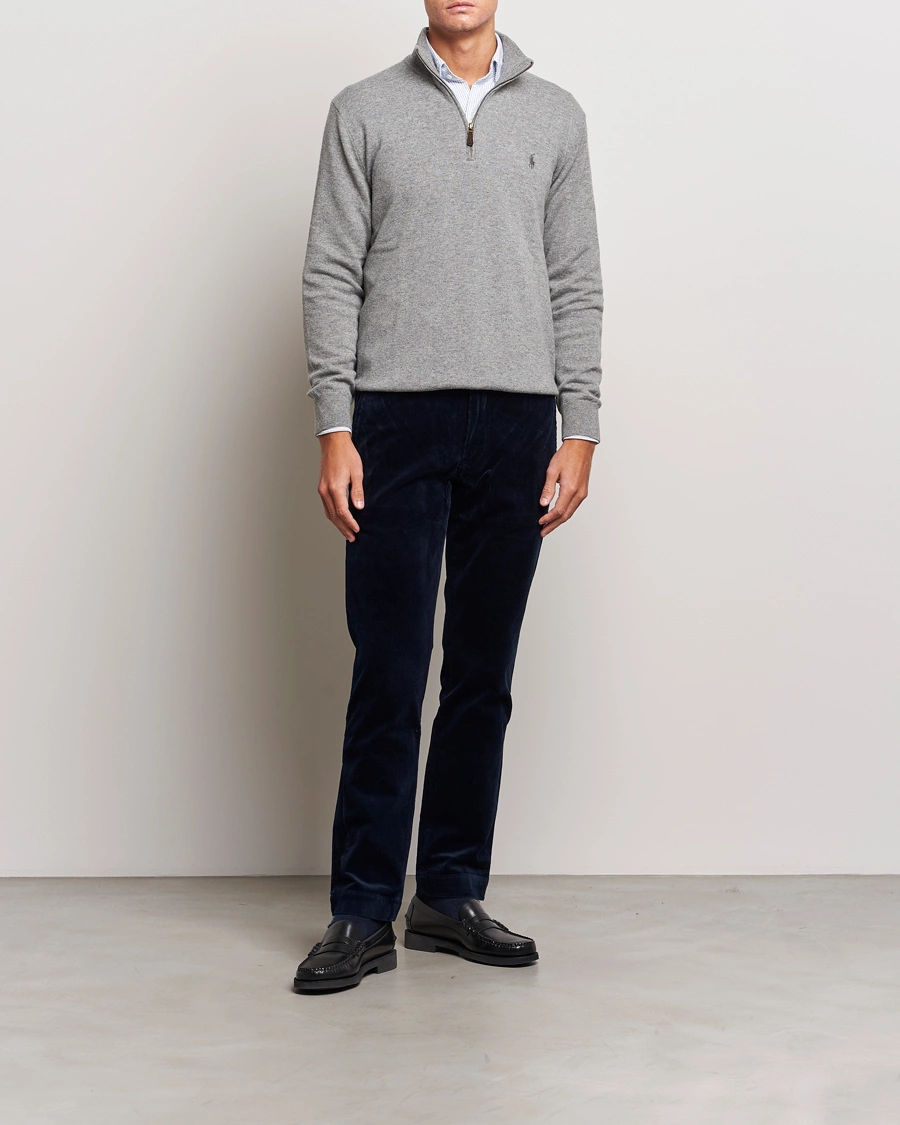 Men | Sweaters & Knitwear | Polo Ralph Lauren | Merino Half-Zip Sweater Fawn Grey Heather