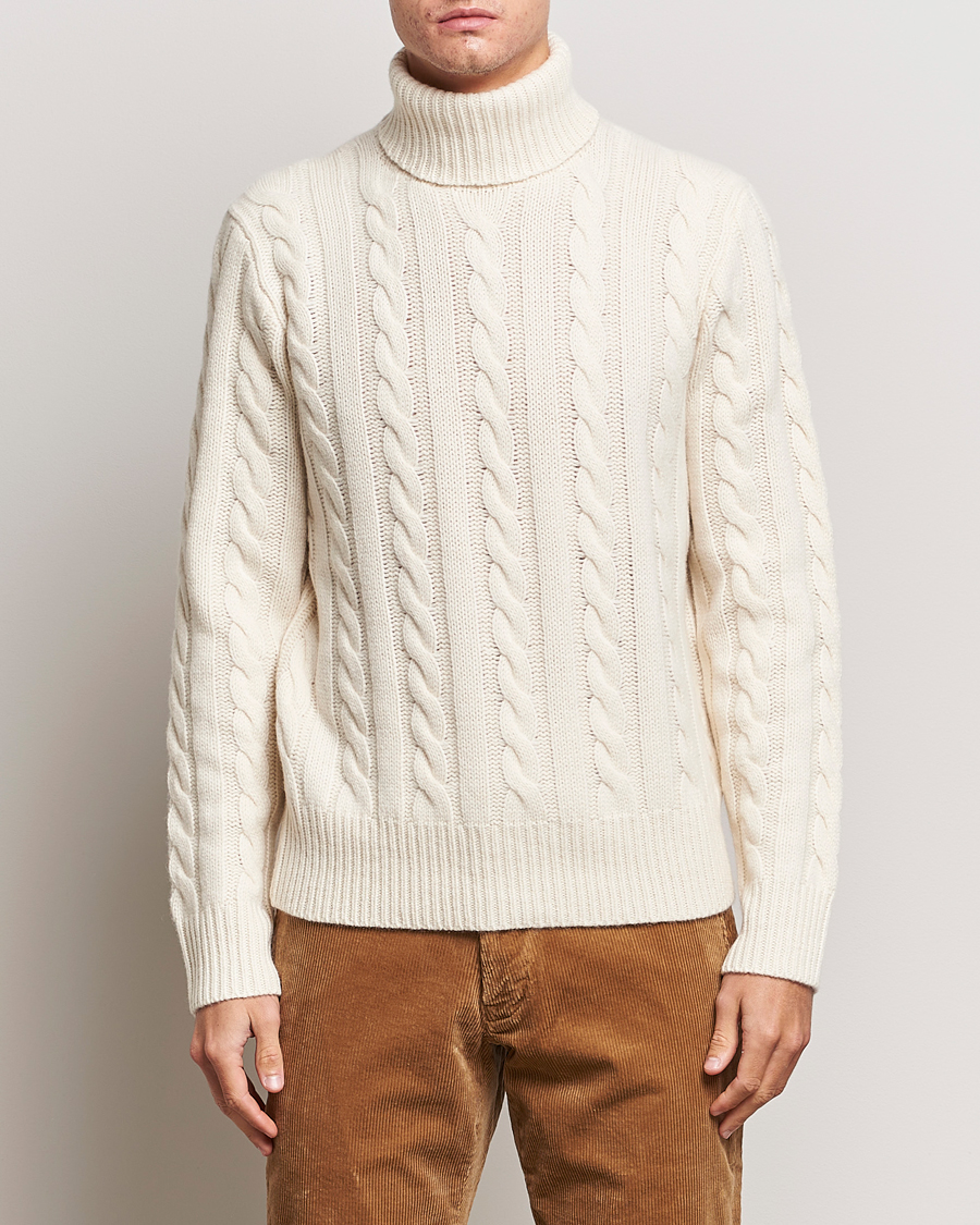 Men |  | Polo Ralph Lauren | Wool Structured Knitted Sweater Andover Cream