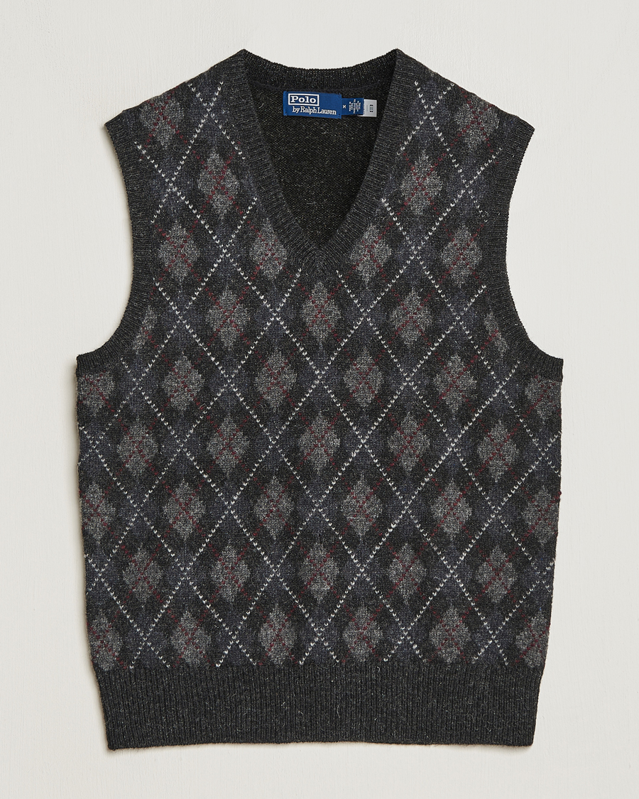 Men | Sweaters & Knitwear | Polo Ralph Lauren | Wool Argyle Slipover Charcoal