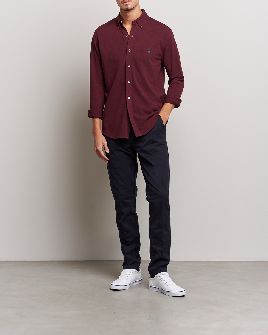 Men | Shirts | Polo Ralph Lauren | Slim Fit Featherweight Mesh Shirt Harvard Wine