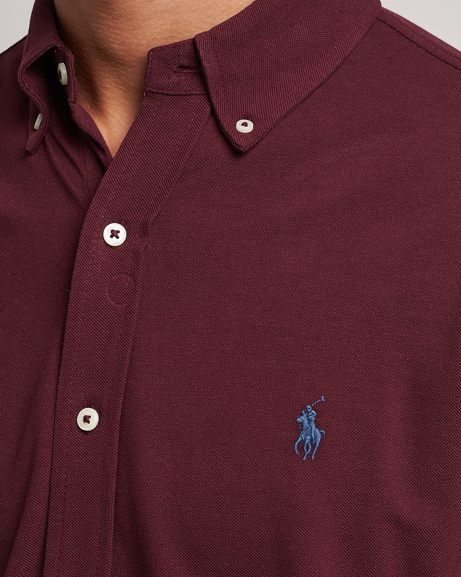 Men | Shirts | Polo Ralph Lauren | Slim Fit Featherweight Mesh Shirt Harvard Wine