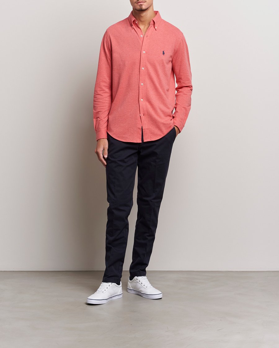 Men | Shirts | Polo Ralph Lauren | Slim Fit Featherweight Mesh Shirt Highland Rose Heather