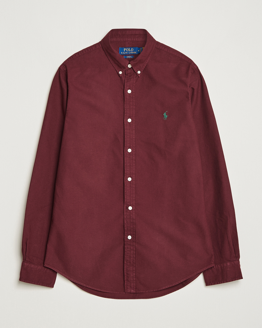 Men | Shirts | Polo Ralph Lauren | Slim Fit Garment Dyed Oxford Harvard Wine