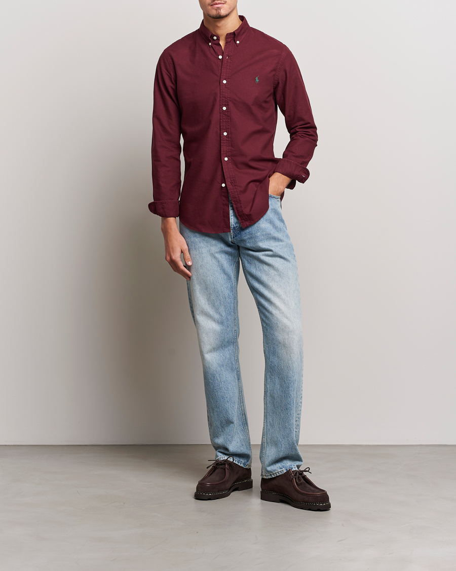 Men | Shirts | Polo Ralph Lauren | Slim Fit Garment Dyed Oxford Harvard Wine