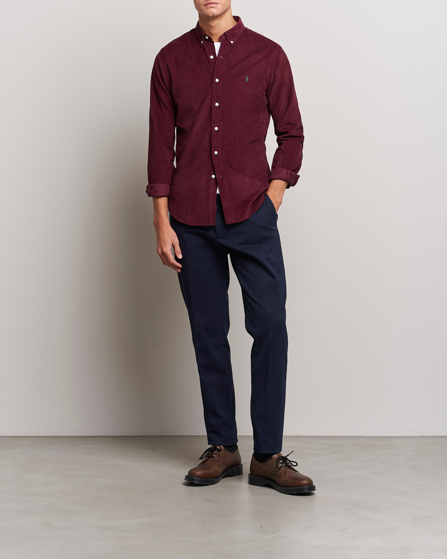 Men | Shirts | Polo Ralph Lauren | Slim Fit Corduroy Shirt Harvard Wine