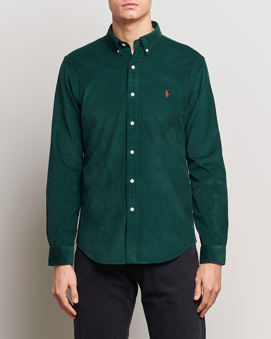 Men | Corduroy Shirts | Polo Ralph Lauren | Slim Fit Corduroy Shirt Hunt Club Green