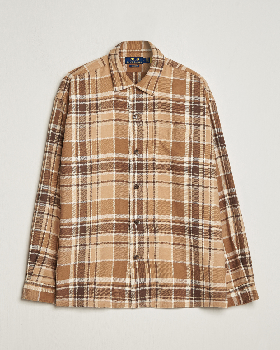 Men | Shirts | Polo Ralph Lauren | Brushed Flannel Checked Shirt Khaki/Brown