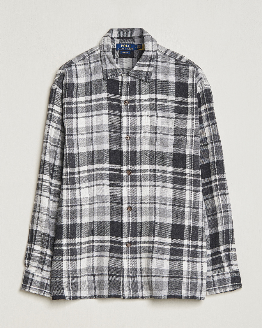 Men | Shirts | Polo Ralph Lauren | Brushed Flannel Checked Shirt Grey