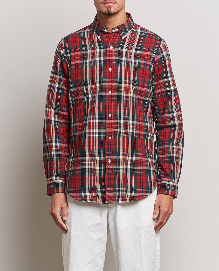Men | Oxford Shirts | Polo Ralph Lauren | Custom Fit Checked Oxford Shirt Red/Green
