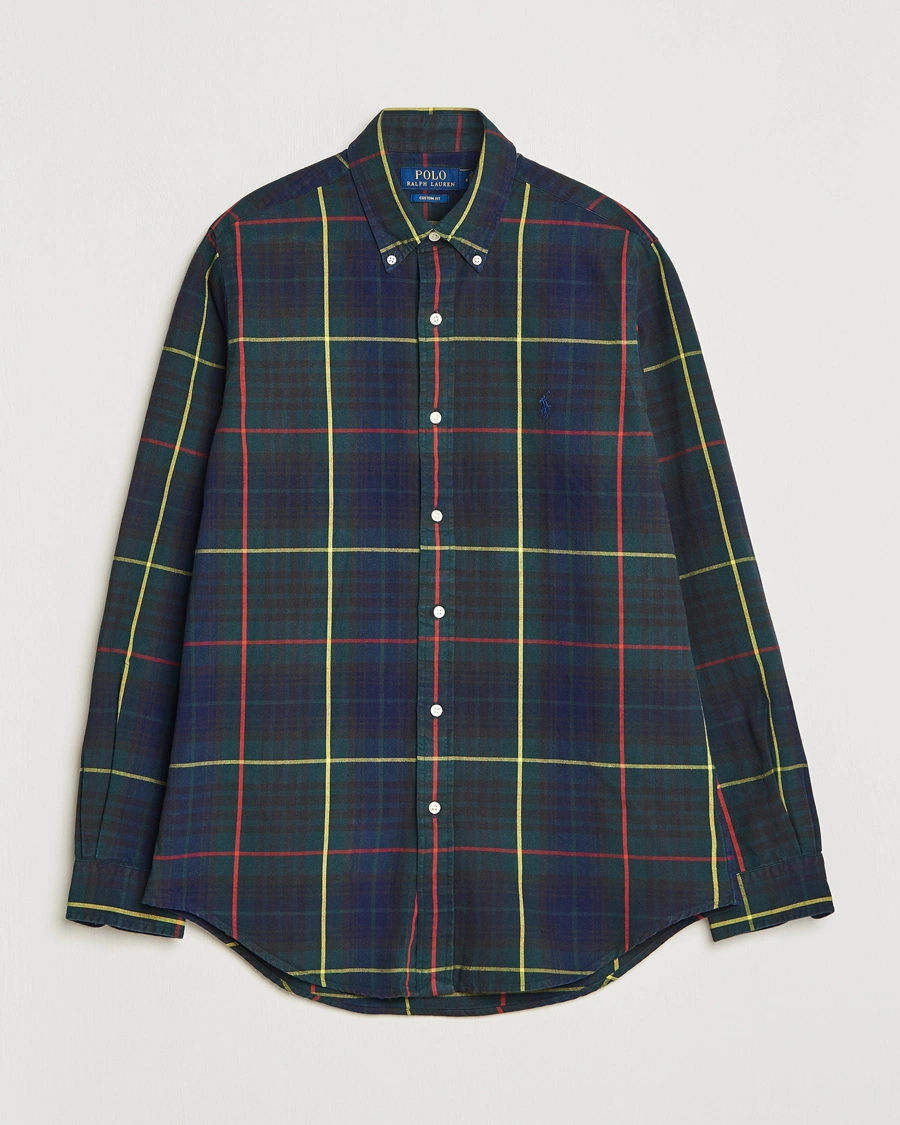 Men | Shirts | Polo Ralph Lauren | Custom Fit Checked Oxford Shirt Navy/Green