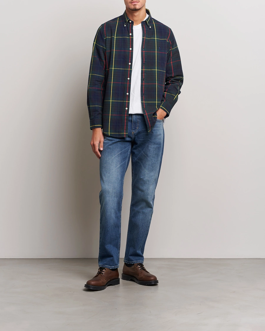 Men | Shirts | Polo Ralph Lauren | Custom Fit Checked Oxford Shirt Navy/Green