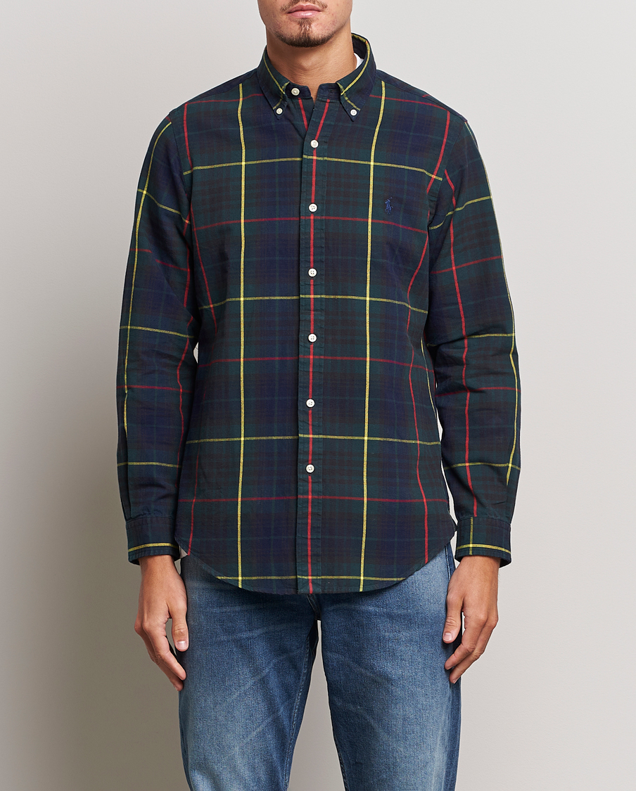 Men |  | Polo Ralph Lauren | Custom Fit Checked Oxford Shirt Navy/Green