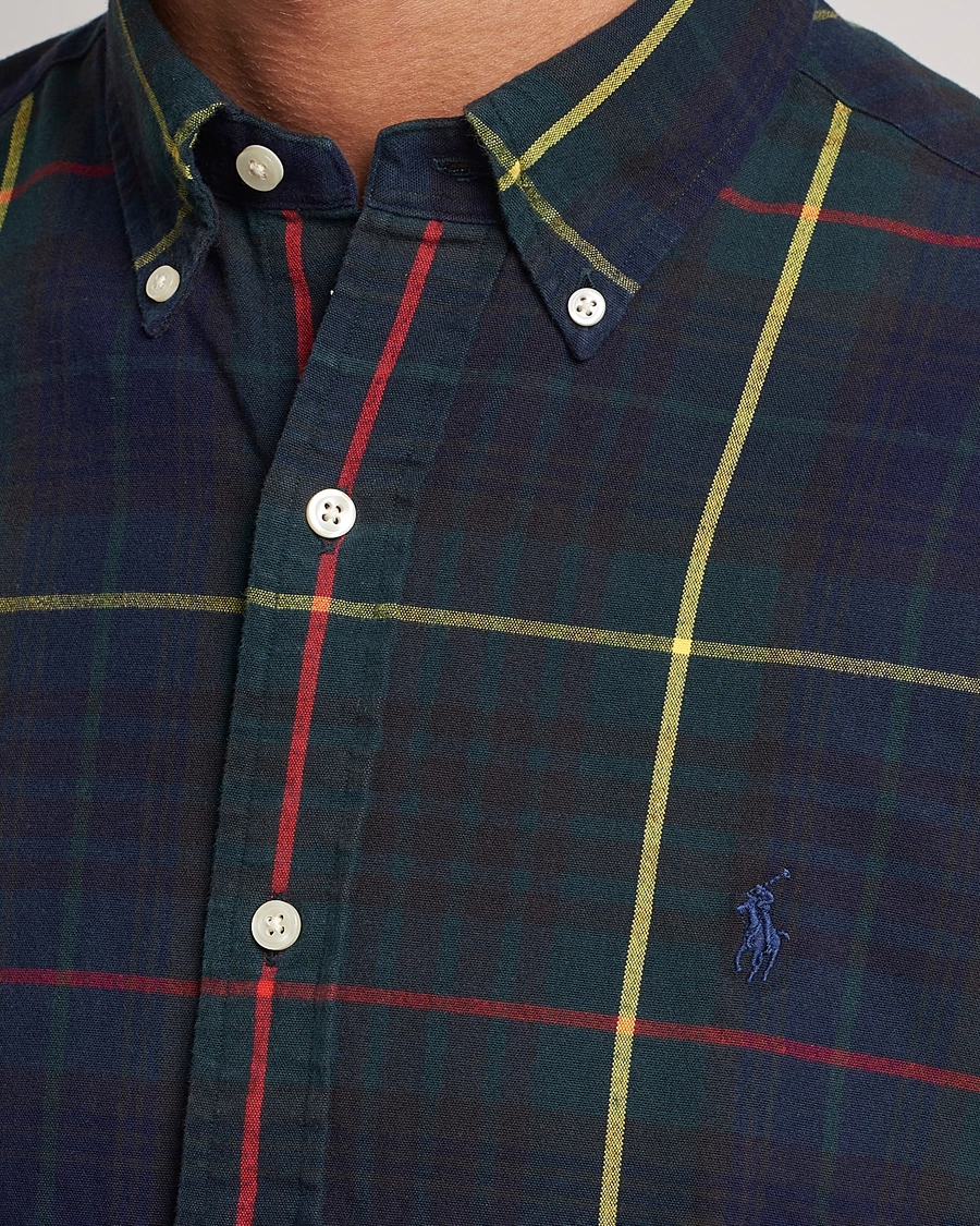 Men | Shirts | Polo Ralph Lauren | Custom Fit Checked Oxford Shirt Navy/Green