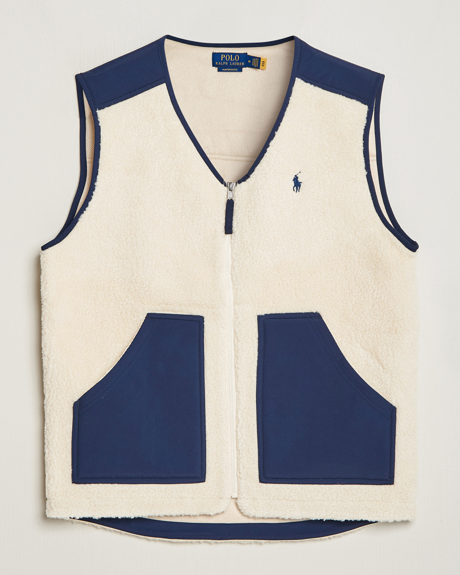 Men | Coats & Jackets | Polo Ralph Lauren | Gilet Pile Vest Winter Cream/Newport Navy