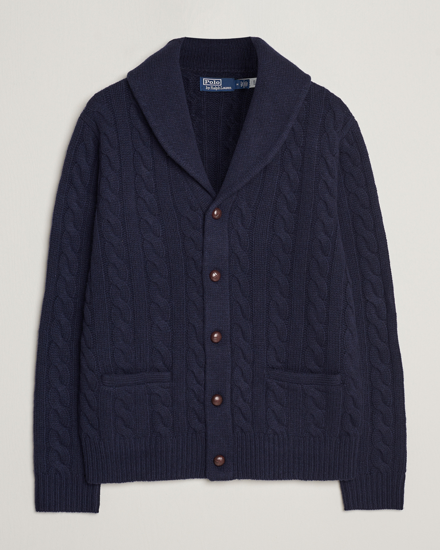 Men | Sweaters & Knitwear | Polo Ralph Lauren | Wool Cable Cardigan Hunter Navy