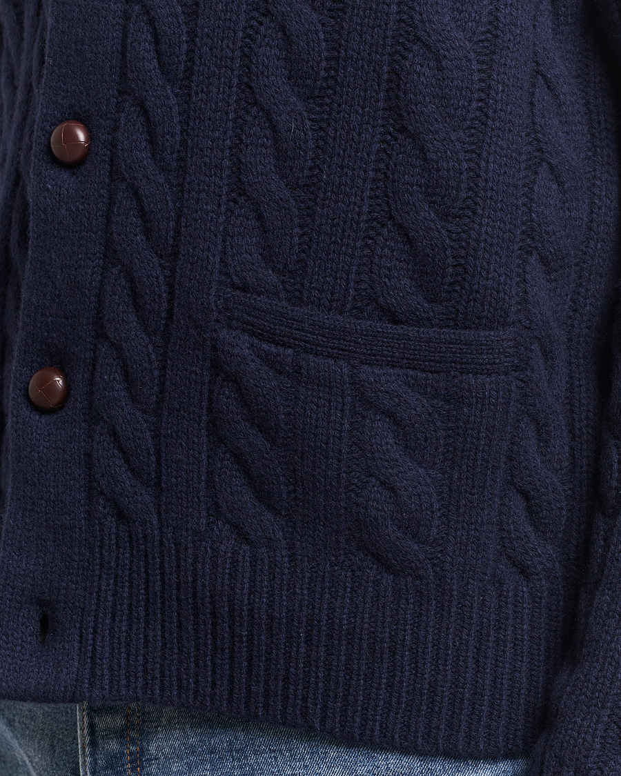 Men | Sweaters & Knitwear | Polo Ralph Lauren | Wool Cable Cardigan Hunter Navy