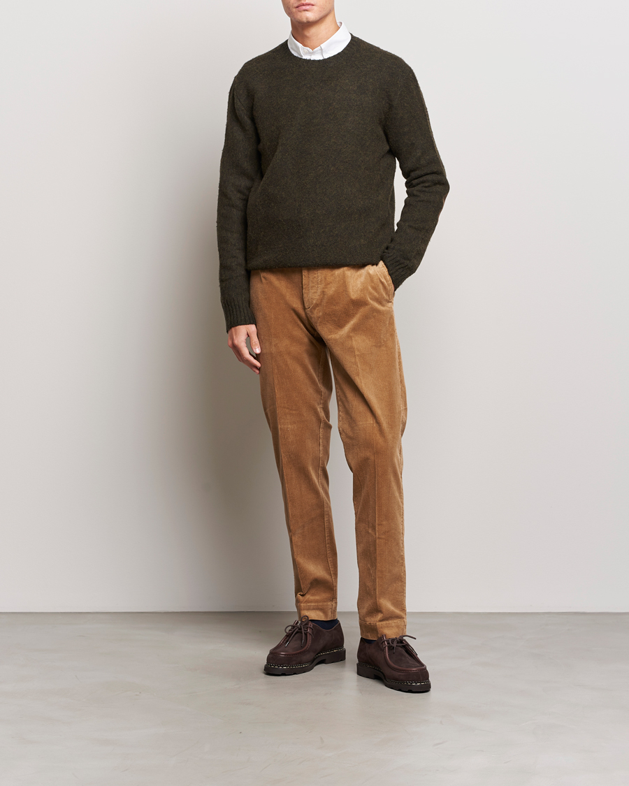 Men | Sweaters & Knitwear | Polo Ralph Lauren | Wool/Cashmere Patch Crew Neck Dark Olive Heather