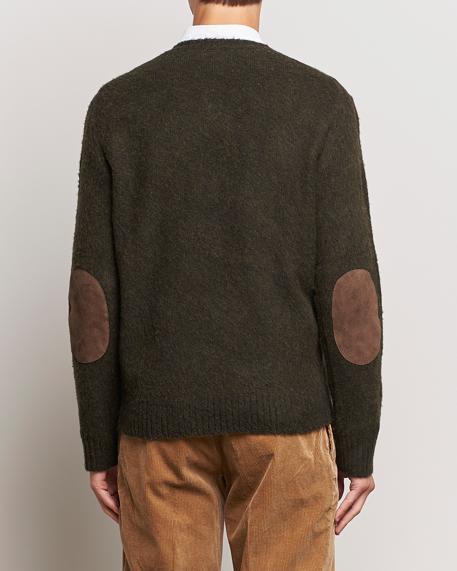 Men | Sweaters & Knitwear | Polo Ralph Lauren | Wool/Cashmere Patch Crew Neck Dark Olive Heather