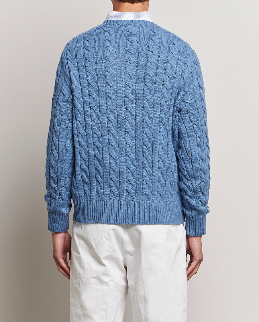 Men | Sweaters & Knitwear | Polo Ralph Lauren | Cotton Cable Pullover Sky Blue Heather