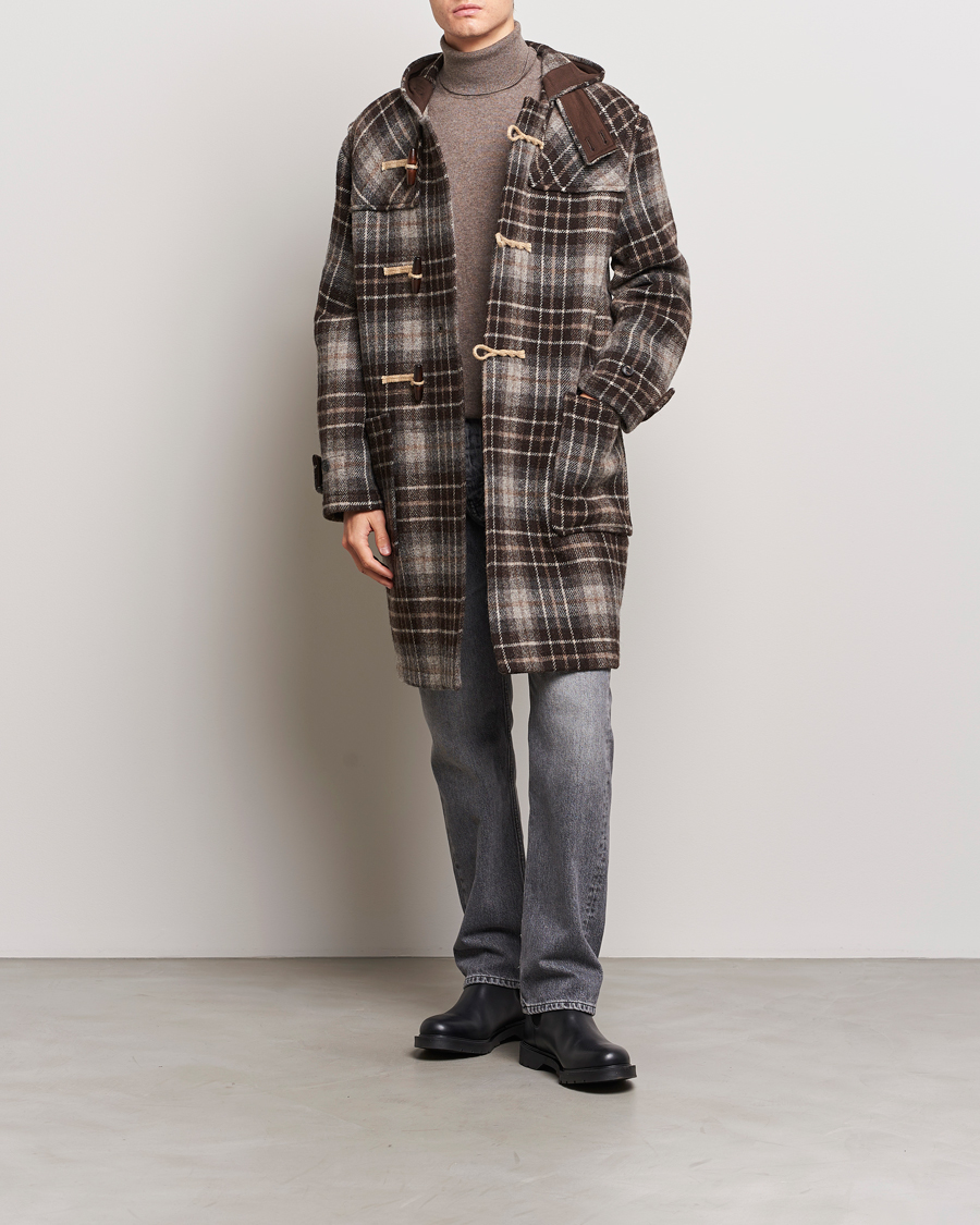 Gloverall De Bonne Facutre Wool Duffle Coat Black/Grey at