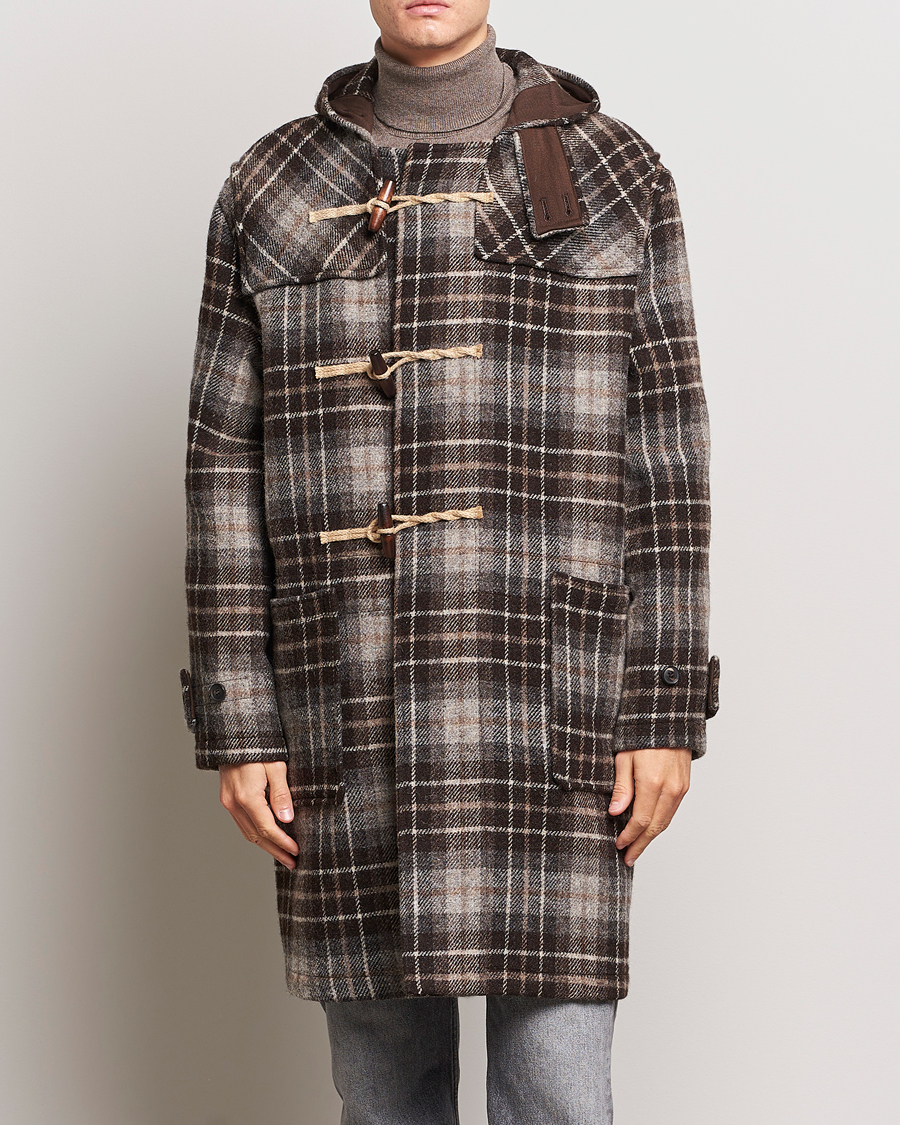 Men | Duffle Coats | Gloverall | De Bonne Facutre Wool Duffle Coat Black/Grey