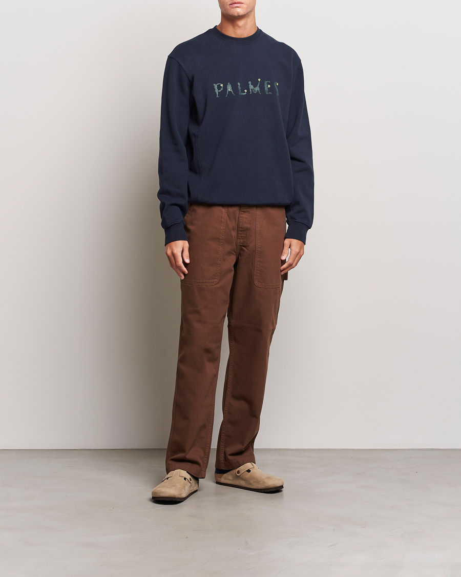 Men | Sweaters & Knitwear | Palmes | Letters Crewneck Sweatshirt Navy