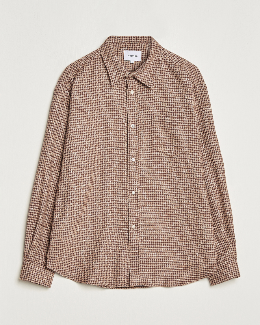 Men | Shirts | Palmes | Cyrus Houndstooth Cotton Shirt Brown