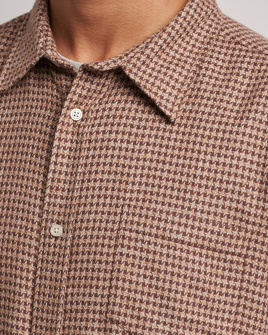 Men | Shirts | Palmes | Cyrus Houndstooth Cotton Shirt Brown