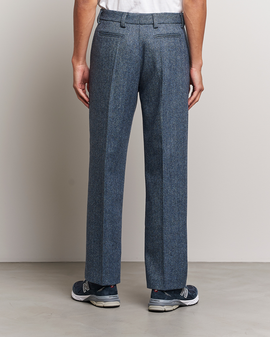Men | Trousers | Palmes | Pleated Wool Trousers Navy Herringbone