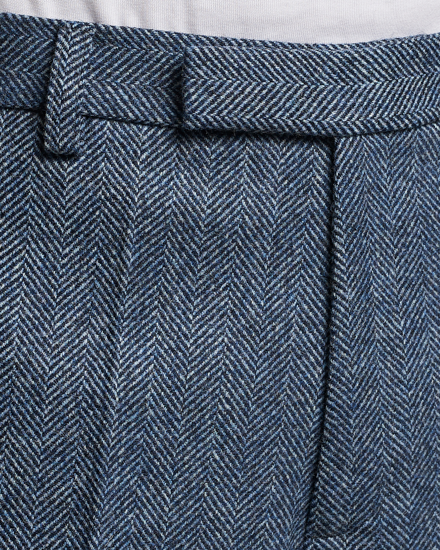 Men | Trousers | Palmes | Pleated Wool Trousers Navy Herringbone
