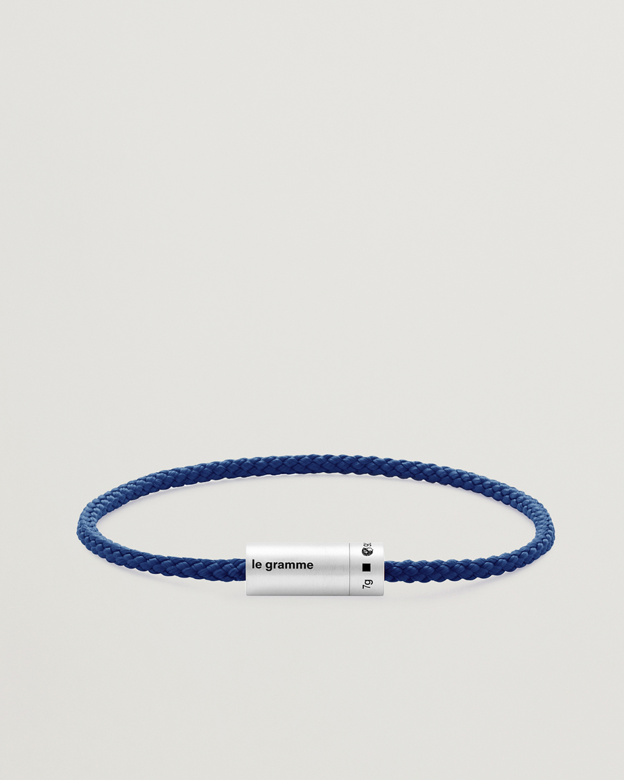 Men | Bracelets | LE GRAMME | Nato Cable Bracelet Blue/Sterling Silver 7g